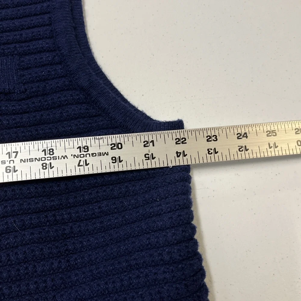 Joie Sweater‎ Vest Blue Cable Knit Gold Button Front Size 1X Office Career Layer